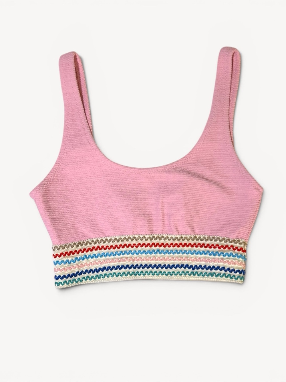 Topshop Pink Textured Knit Crop Tank Embroidered Trim Size 6